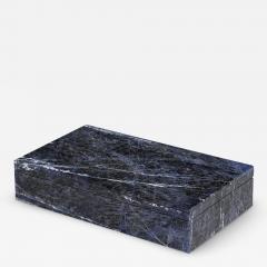 Blue Sodalite Stone Box Hinged Signed 800 Silver - 3794939