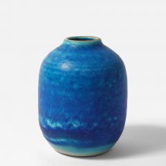 Blue Stoneware Kugelvase by Ejnar Paulsen Denmark c 1970 - 4603297
