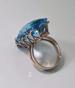 Blue Topaz and Gold custom Ring C 1970  - 1056749