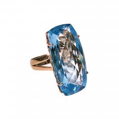 Blue Topaz and Gold custom Ring C 1970  - 1057512