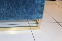 Blue Velvet Padded Bench - 1126157