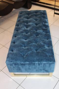 Blue Velvet Padded Bench - 1126158