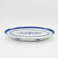 Blue White Chinese Export Oval Tray Strainer circa 1900 - 4360679