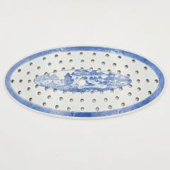 Blue White Chinese Export Oval Tray Strainer circa 1900 - 4360688