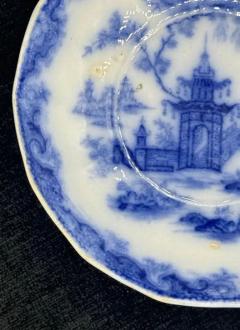 Blue White Dish Staffordshire English Whampoa Pattern Transfer Printed - 3897729