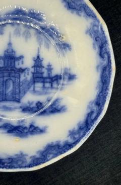 Blue White Dish Staffordshire English Whampoa Pattern Transfer Printed - 3897732