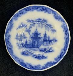 Blue White Dish Staffordshire English Whampoa Pattern Transfer Printed - 3897773