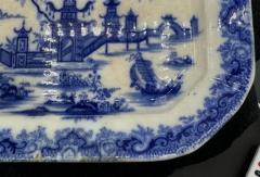 Blue White Platter Whampoa Pattern Transferware - 3897768