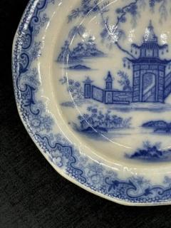 Blue White plate 8 25 Staffordshire Transferware Whampoa Pattern  - 3897763