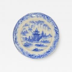 Blue White plate 8 25 Staffordshire Transferware Whampoa Pattern  - 3900726