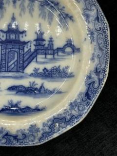 Blue White plate 8 25 Staffordshire Transferware Whampoa Pattern  - 3897699