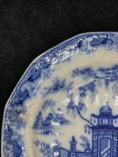 Blue White plate 8 25 Staffordshire Transferware Whampoa Pattern  - 3897705