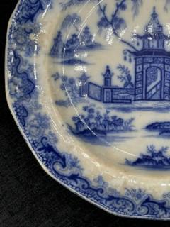 Blue White plate 8 25 Staffordshire Transferware Whampoa Pattern  - 3897762