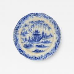 Blue White plate 8 25 Staffordshire Transferware Whampoa Pattern  - 3900727