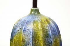 Blue and Green Glazed Ceramic Lamp United States c 1950 - 3314887