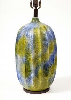 Blue and Green Glazed Ceramic Lamp United States c 1950 - 3314888