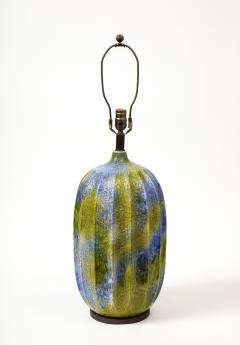 Blue and Green Glazed Ceramic Lamp United States c 1950 - 3314889