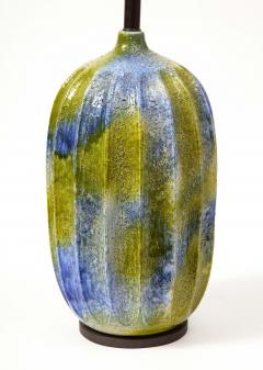 Blue and Green Glazed Ceramic Lamp United States c 1950 - 3314890