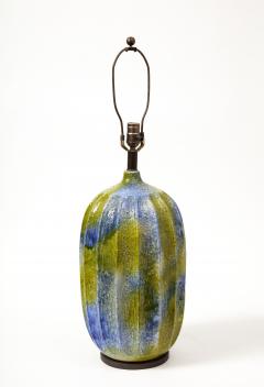 Blue and Green Glazed Ceramic Lamp United States c 1950 - 3314891