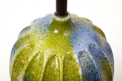 Blue and Green Glazed Ceramic Lamp United States c 1950 - 3314892