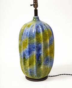 Blue and Green Glazed Ceramic Lamp United States c 1950 - 3314894