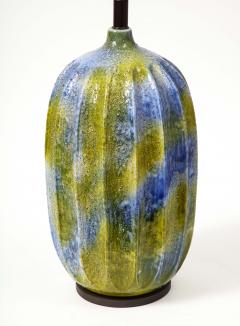 Blue and Green Glazed Ceramic Lamp United States c 1950 - 3314896