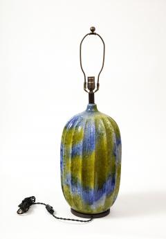 Blue and Green Glazed Ceramic Lamp United States c 1950 - 3314897