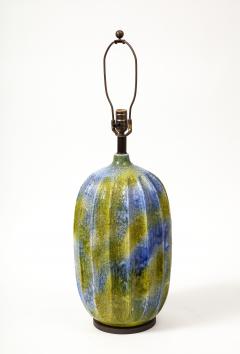 Blue and Green Glazed Ceramic Lamp United States c 1950 - 3314898