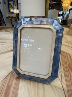 Blue and Ivory Mother of Pearl Mosaic Picture Frame - 4776967