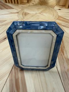 Blue and Ivory Mother of Pearl Mosaic Picture Frame - 4776968