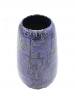 Blue and Purple Geometric Design Ceramic Vase - 4197121
