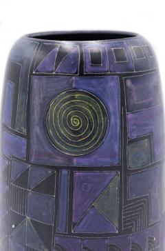 Blue and Purple Geometric Design Ceramic Vase - 4197122