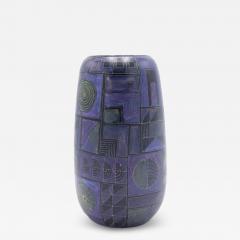 Blue and Purple Geometric Design Ceramic Vase - 4247416