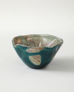 Blue and Tan Blown Glass Bowl Baltic Seas c 1980 - 4609401