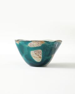 Blue and Tan Blown Glass Bowl Baltic Seas c 1980 - 4609402