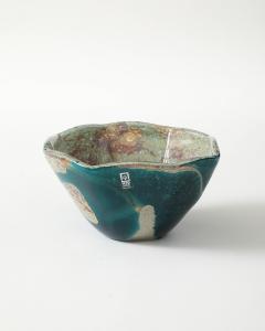 Blue and Tan Blown Glass Bowl Baltic Seas c 1980 - 4609403