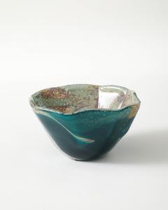 Blue and Tan Blown Glass Bowl Baltic Seas c 1980 - 4609405