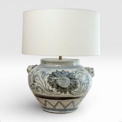 Blue and White Crackle Glazed Table Lamp - 4490716