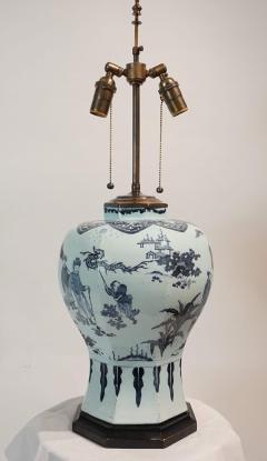 Blue and White Delft Chinoiserie Baluster Vase Table Lamp - 1272132