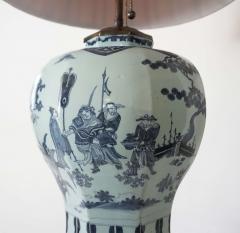 Blue and White Delft Chinoiserie Baluster Vase Table Lamp - 1272136