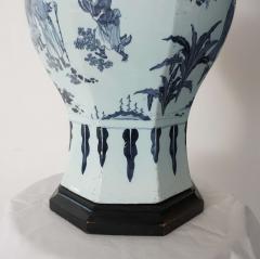 Blue and White Delft Chinoiserie Baluster Vase Table Lamp - 1272141