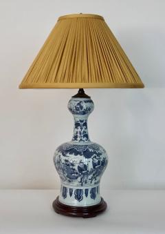 Blue and White Dutch Delft Garlic Neck Vase now Table Lamp - 1533473