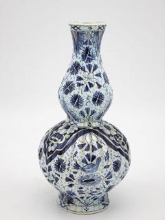Blue and White Floral Vase Fluted Neck - 2193464