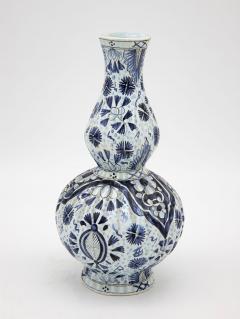 Blue and White Floral Vase Fluted Neck - 2193465
