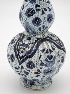 Blue and White Floral Vase Fluted Neck - 2193471