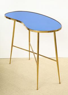 Blue mirror console table with brass legs attributed to Fontana Arte - 804510