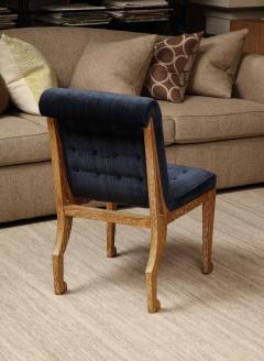 Blue velvet tufted chair in the style of Marc du Plantier - 3435065