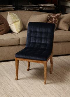 Blue velvet tufted chair in the style of Marc du Plantier - 3435066