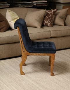 Blue velvet tufted chair in the style of Marc du Plantier - 3435068