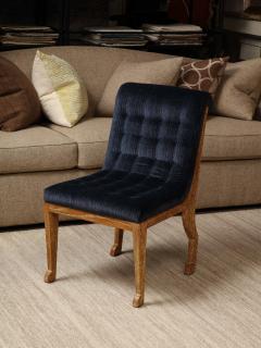 Blue velvet tufted chair in the style of Marc du Plantier - 3435069